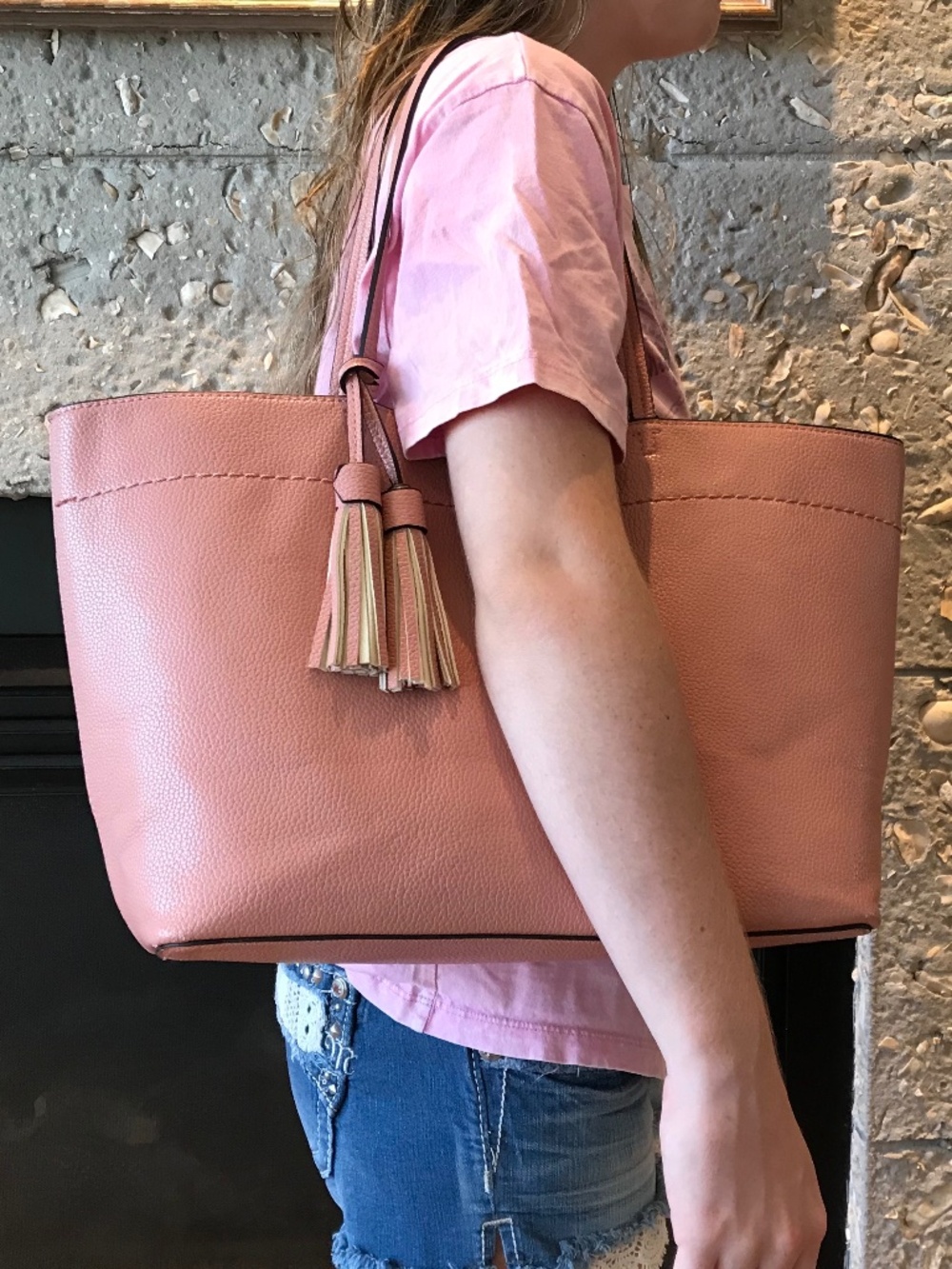 COQUETTE 🔥 TORY BURCH SOFT PINK LEATHER LARGE TOTE - Picture 10 of 16